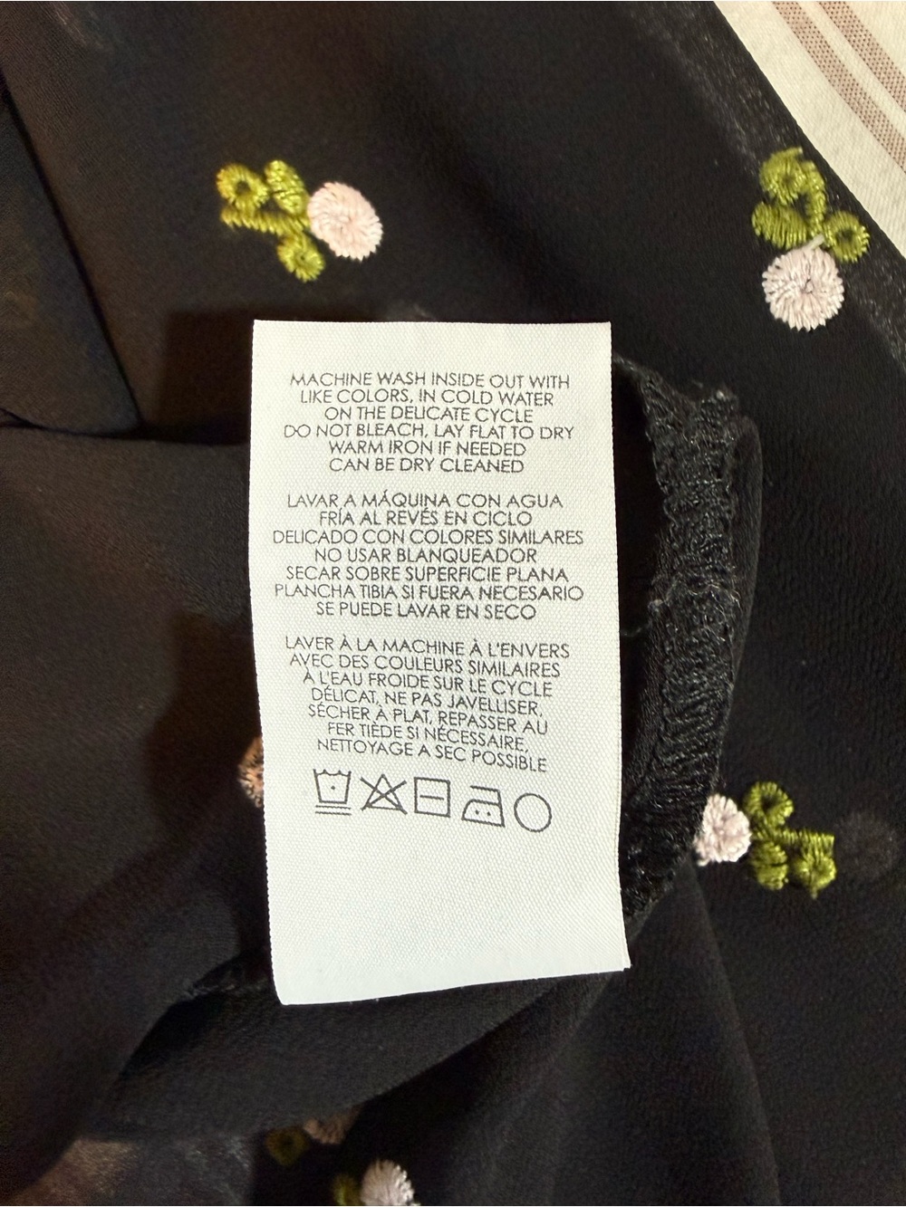Cabi Sheer Embroidered Floral Blouse Size Small Black Long Sleeve Boho Top - Picture 10 of 14